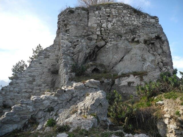 The remains of the church of the Madonna del Rosario on the crag