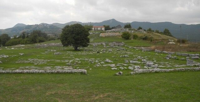 The remains of the basilica on the north side of the forum