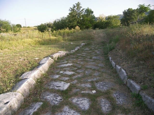 The paving of the ancient road
